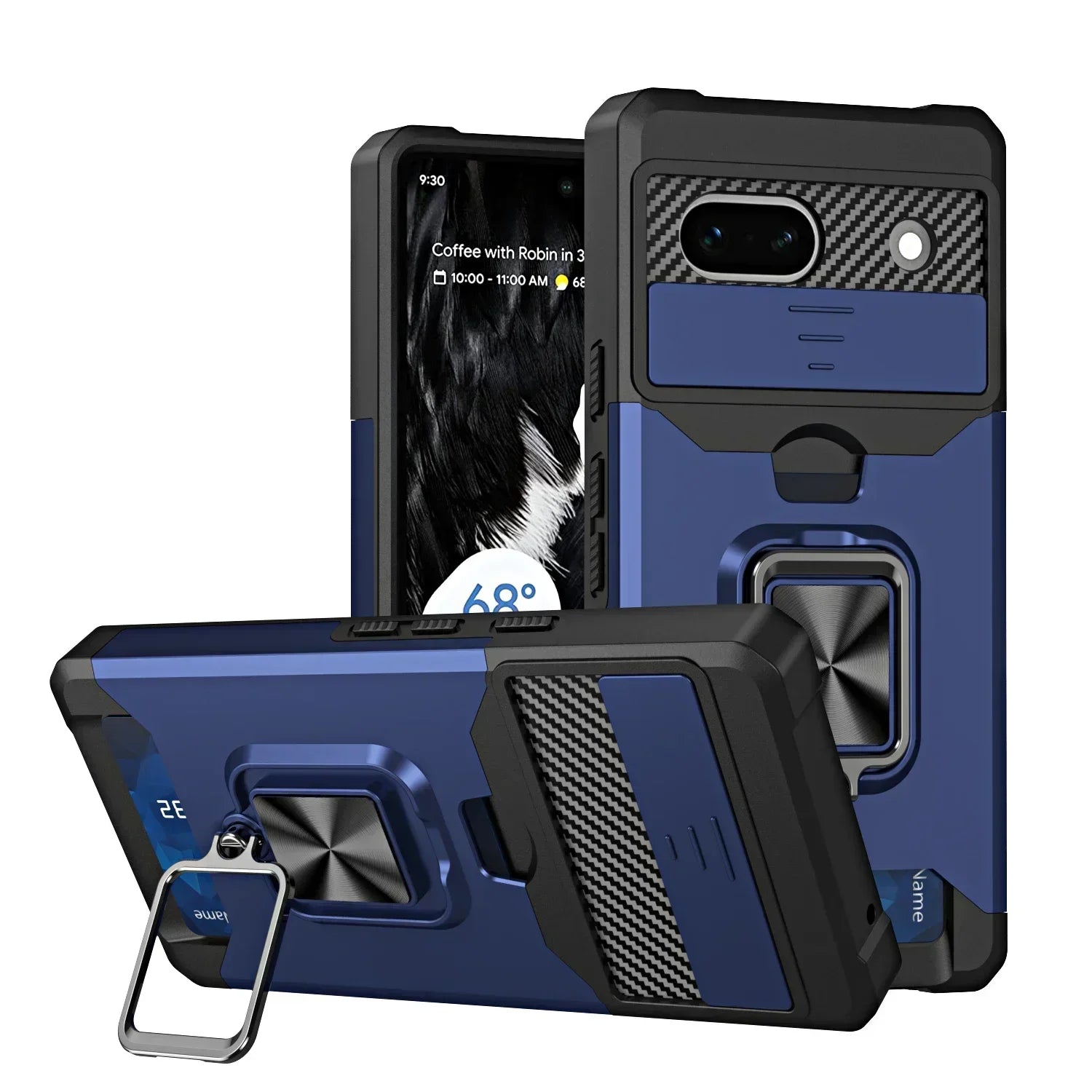 PureGuardCases Armor Ring Wallet Case for Google Pixel