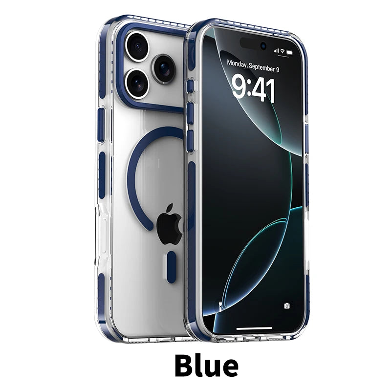 PureGuardCases Luxury PE Striped Clear iPhone Case – MagSafe Magnetic Cover