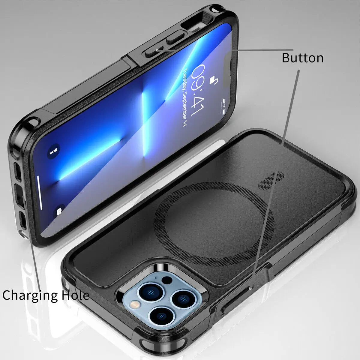 PureGuardCases Military Grade Tough iPhone Case – MagSafe Shockproof Protective Cover