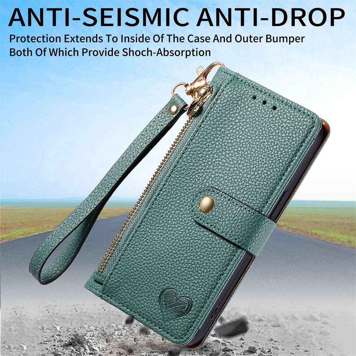 Zipper Wallet Case with Wrist Strap for Google Pixel 10-6 - Product View 5