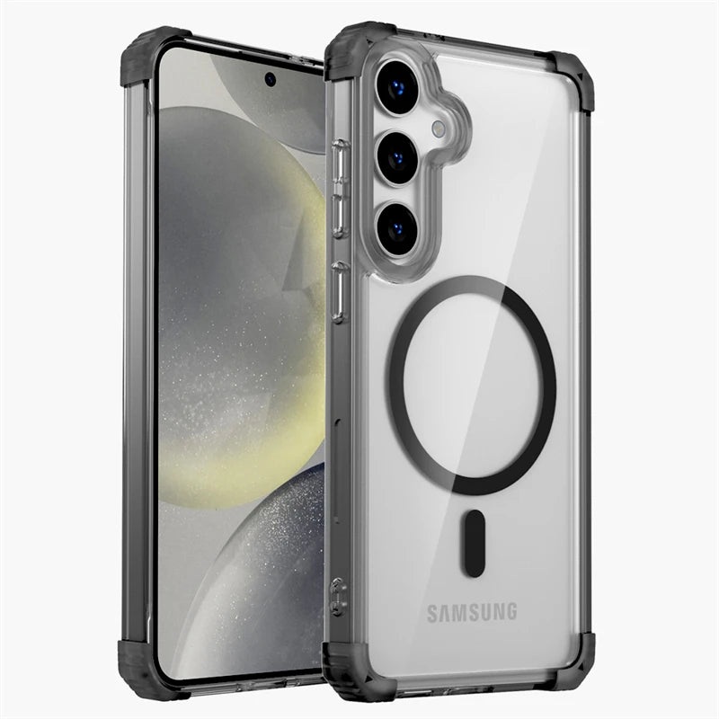 PureGuardCases Clear Magnetic Armor Case for Samsung Galaxy