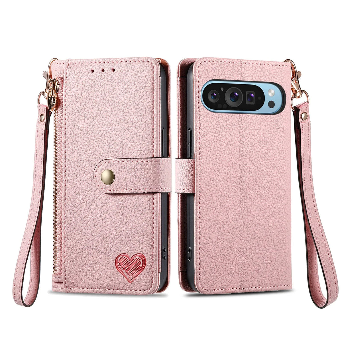 Zipper Wallet Case with Wrist Strap for Google Pixel 10-6 - Product View 12