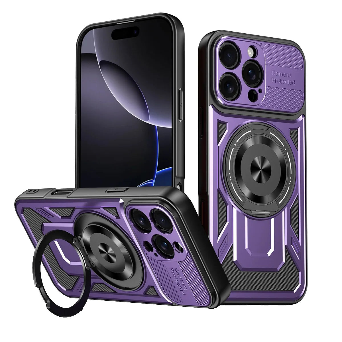 PureGuardCases 360° Rotatable Kickstand iPhone Case – MagSafe Shockproof Cover
