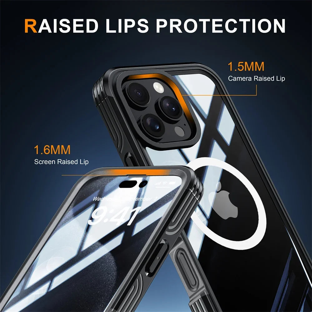 PureGuardCases Full Body Magnetic iPhone Case – MagSafe Tempered Glass Shockproof Cover