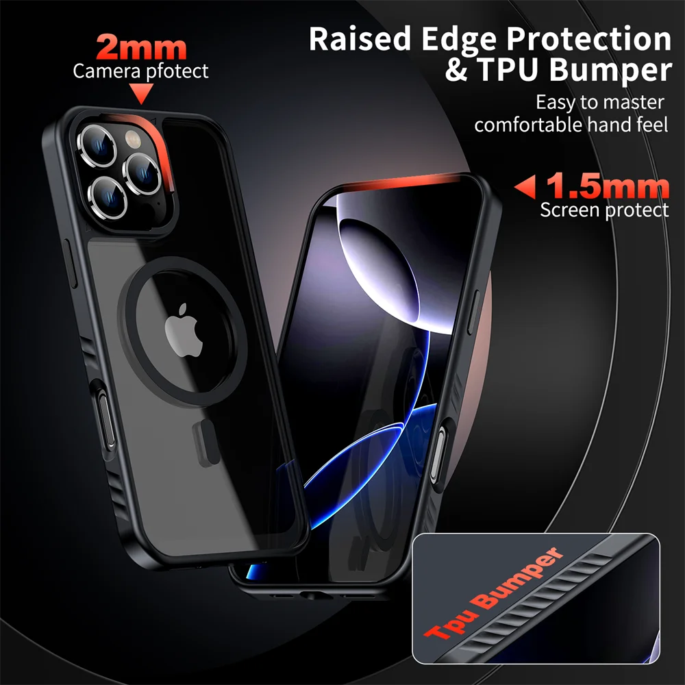 PureGuardCases Luxury Acrylic Clear iPhone Case – MagSafe Magnetic Bumper Cover