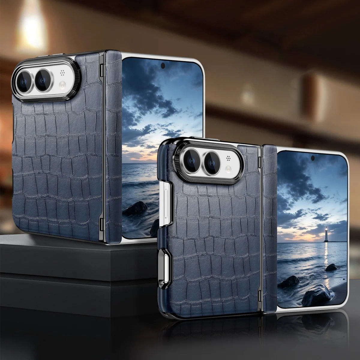 Crocodile-Texture Hinge Case for iPhone Duo, Shockproof - Product View 7