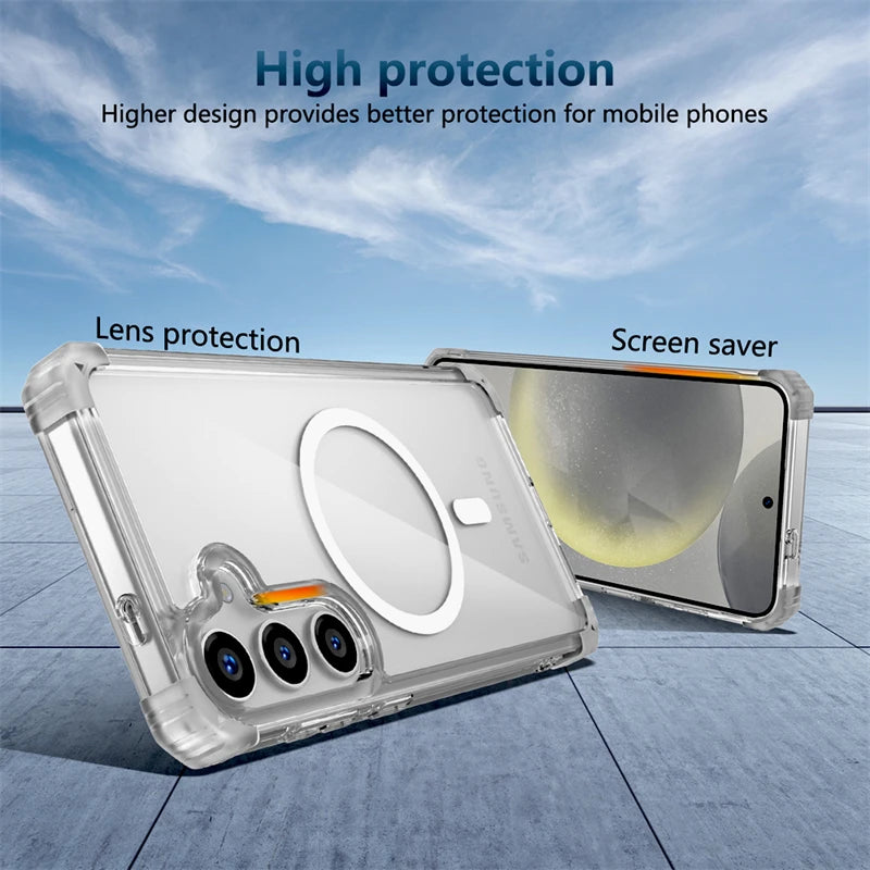 PureGuardCases Clear Magnetic Armor Case for Samsung Galaxy