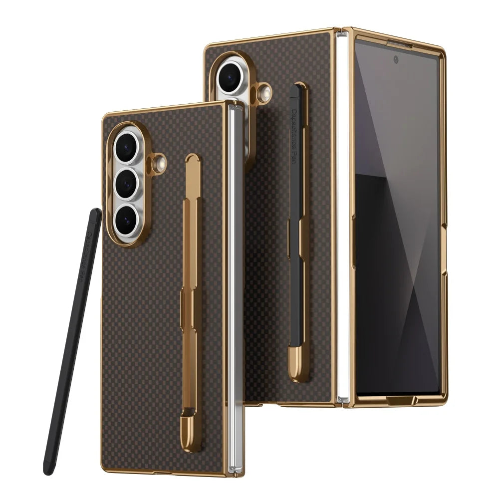 PureGuardCases Carbon Fiber Armor Case with S Pen Holder for Samsung Galaxy Z Fold