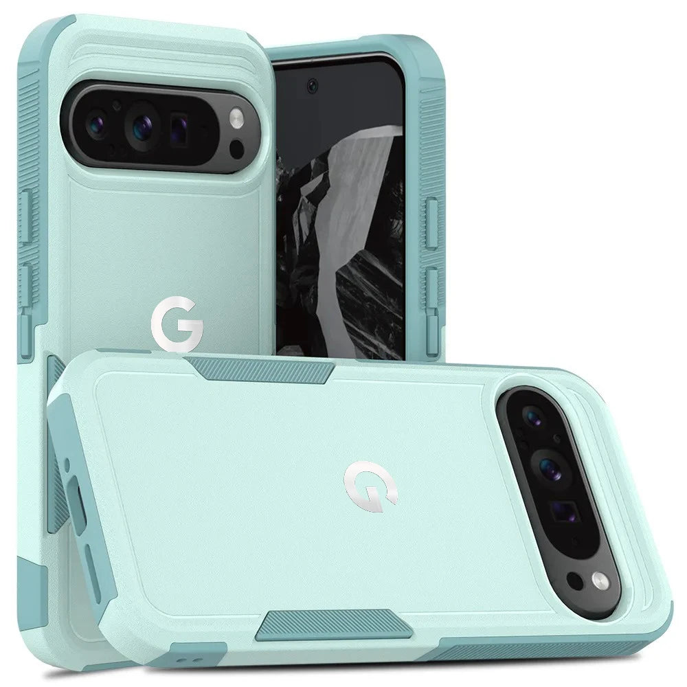 Light green heavy-duty dual-layer armor case for Google Pixel 10, 9, 8, 7 and 6A series