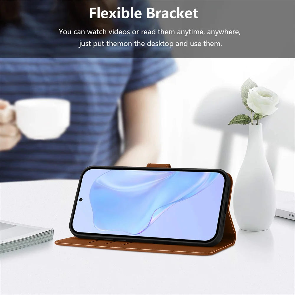 PureGuardCases Magnetic Leather Wallet Case for Google Pixel