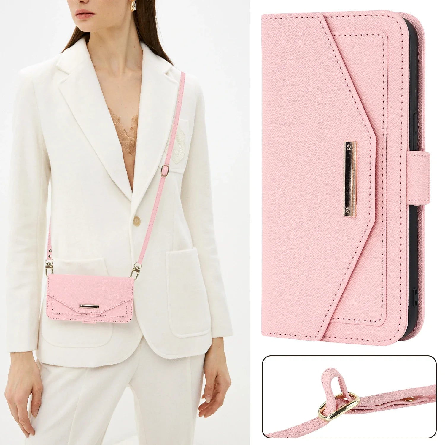 PureGuardCases Crossbody Wallet iPhone Case – Magnetic Stand Mirror Card Holder Cover