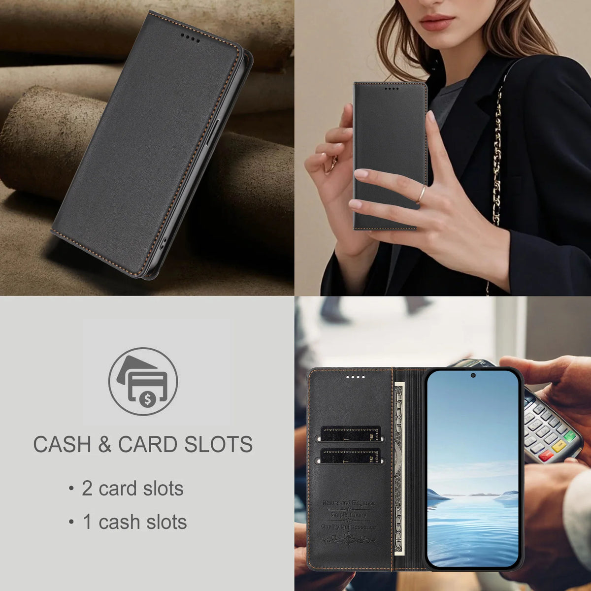 Magnetic Leather Folio Flip Wallet Case for Samsung Galaxy S26 & S25 Series - image 6