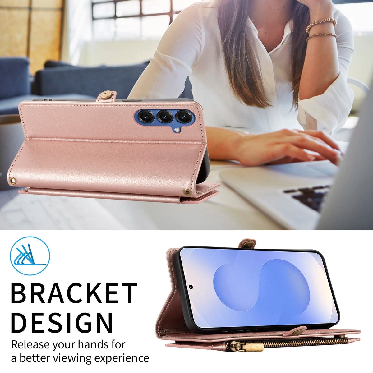 Zipper Crossbody Case Galaxy S9-S26, zipper pocket