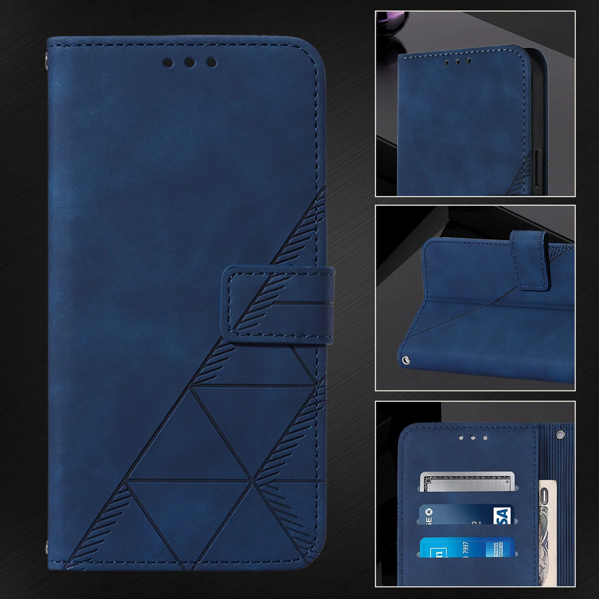 Geometric Embossed Magnetic Flip Wallet Case for Samsung Galaxy A51 5G, A20 & A Series - image 5