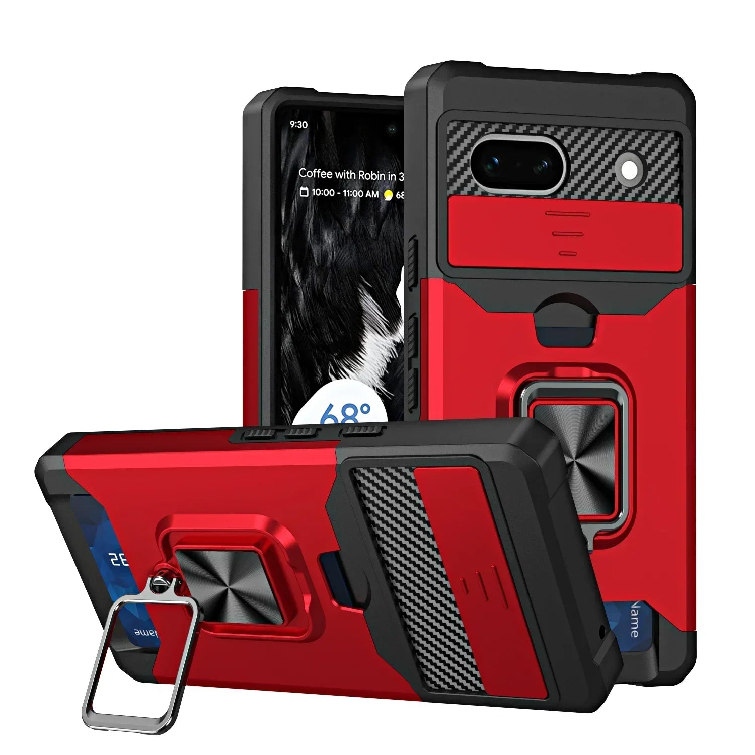 PureGuardCases Armor Ring Wallet Case for Google Pixel