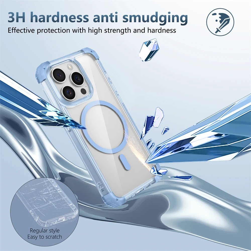 PureGuardCases Luxury Clear Armor iPhone Case – MagSafe Shockproof Magnetic Cover