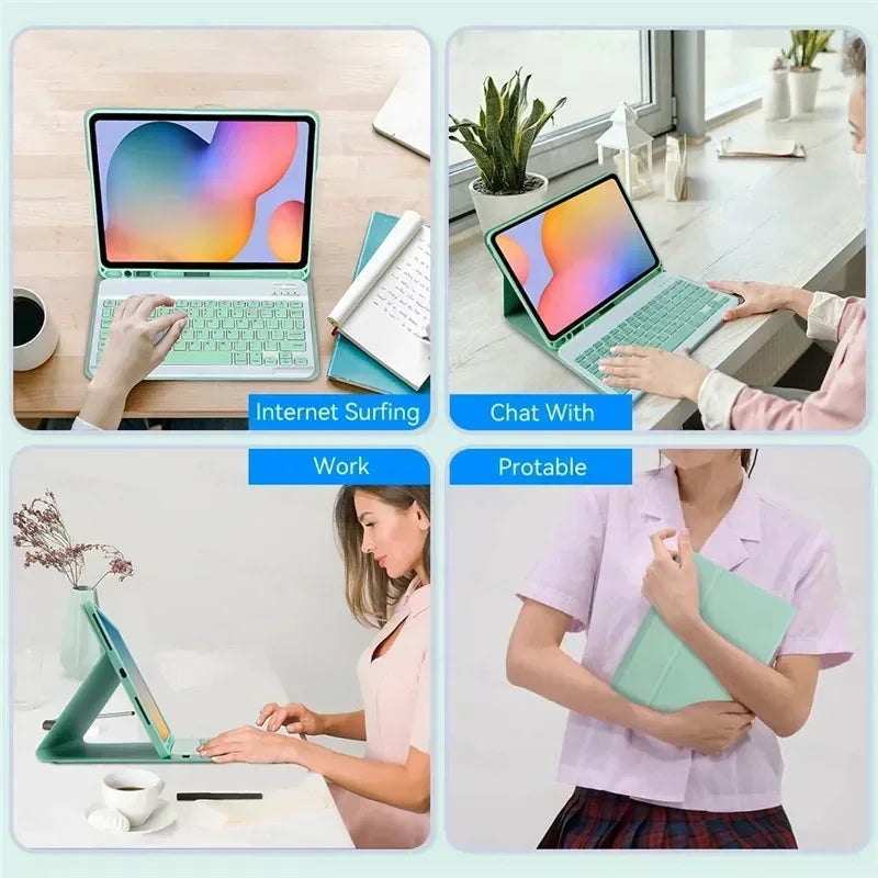 PureGuardCases Colorful Bluetooth Keyboard Case for iPad