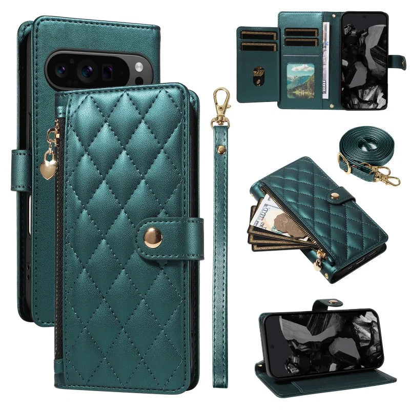 PureGuardCases Crossbody Leather Wallet Case for Google Pixel