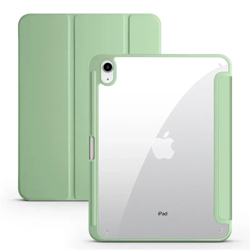 PureGuardCases Clear Back Trifold Case with Pencil Holder for iPad