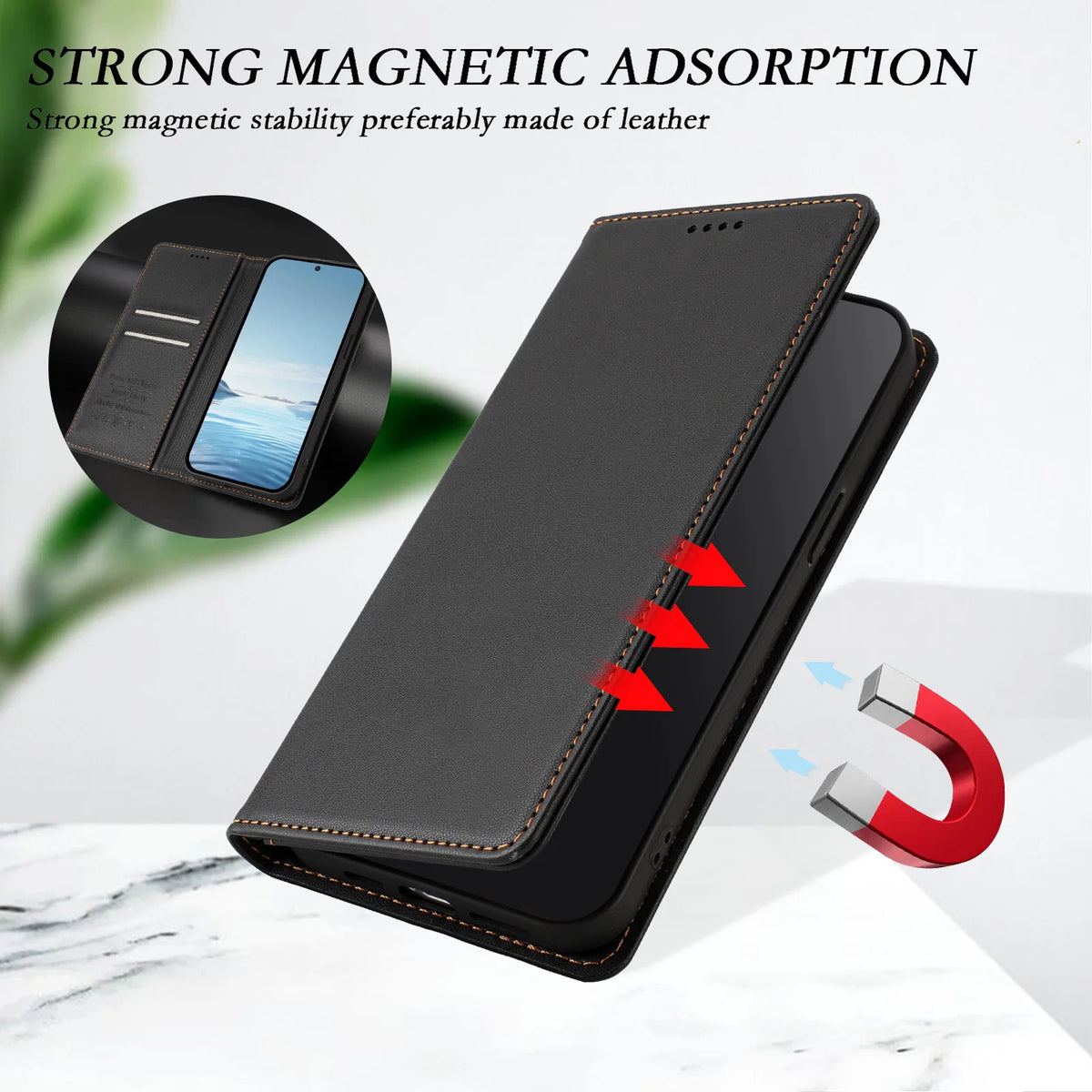 Magnetic Leather Folio Flip Wallet Case for Samsung Galaxy S26 & S25 Series - image 5