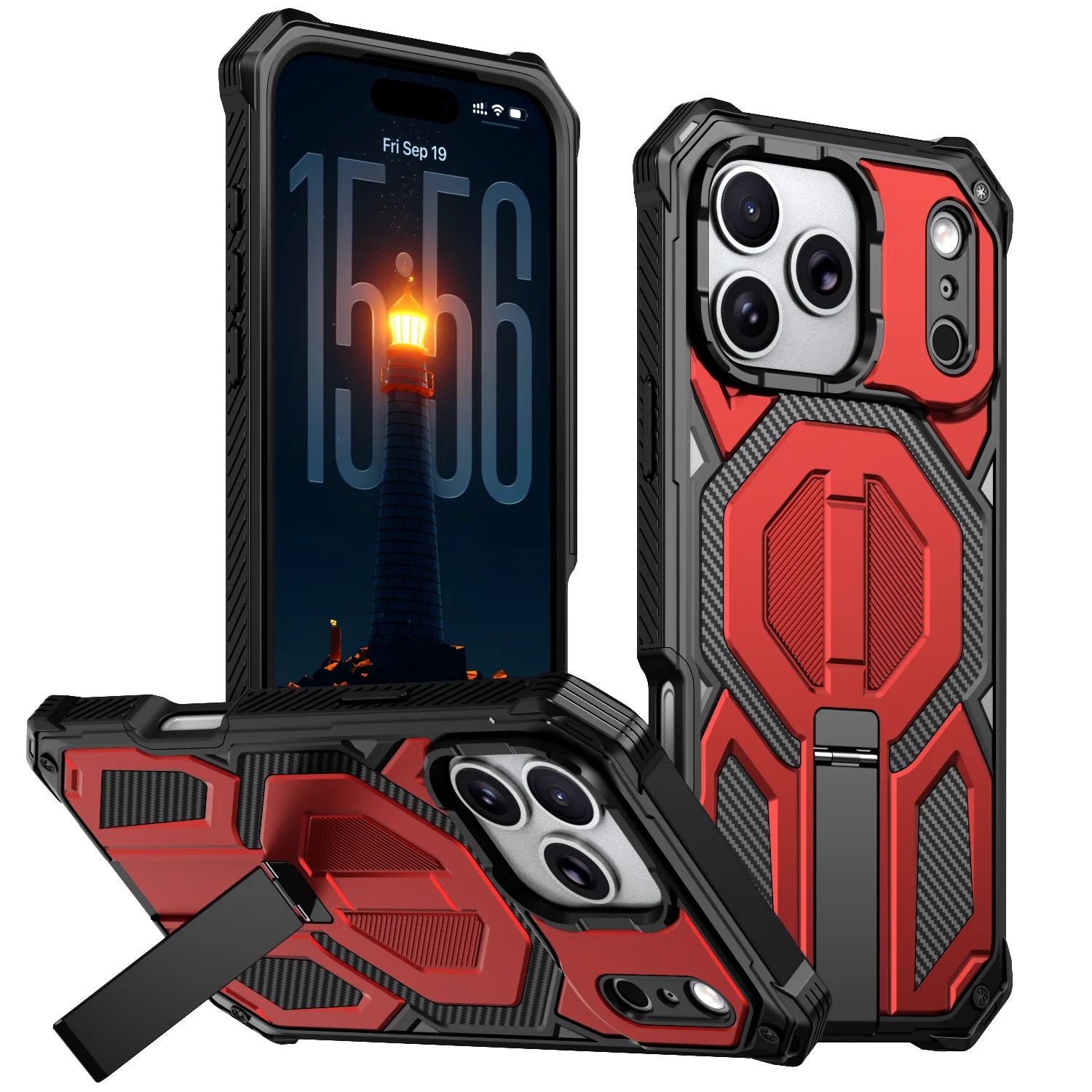 PureGuardCases Metal Stand Armor iPhone Case – MagSafe Shockproof Cover