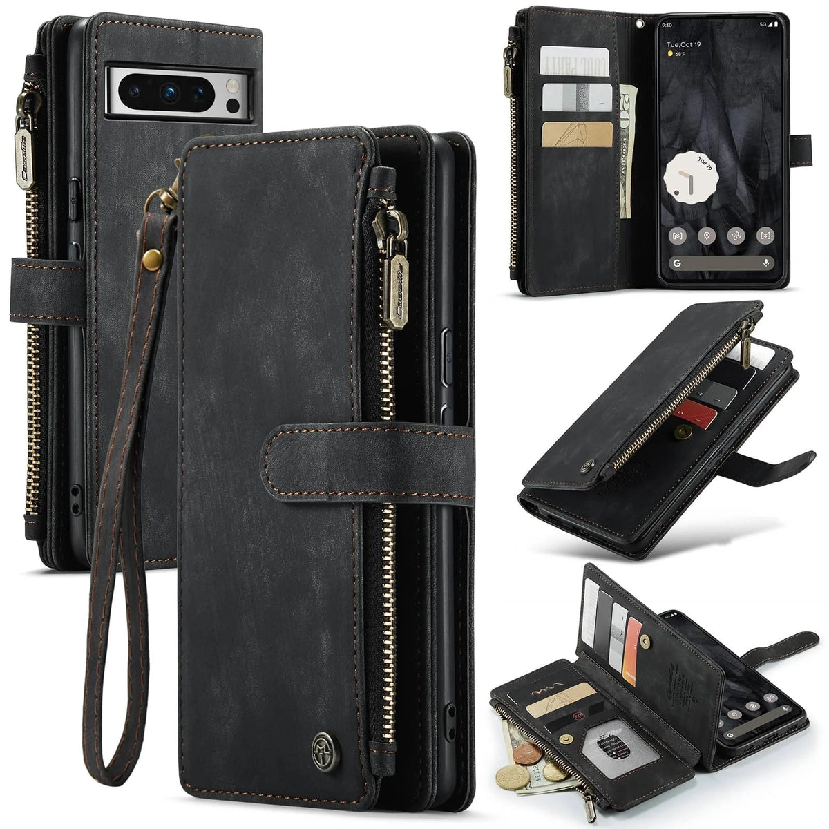 Wristlet Zipper Wallet Pixel 9, front & back