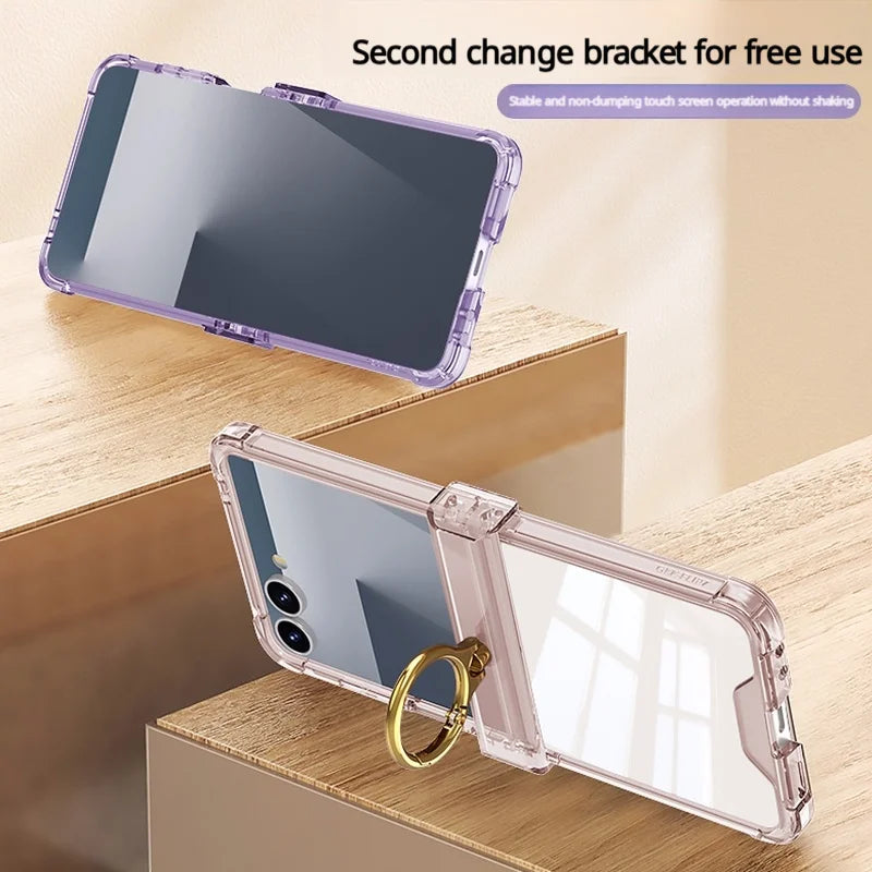 Ring Holder Hinge Clear Case for Samsung Galaxy Z Flip 7-5 - Product View 2