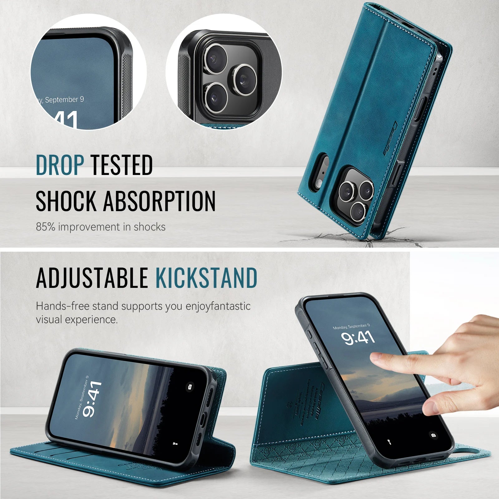 PureGuardCases Detachable Wallet Leather iPhone Case – MagSafe Magnetic Flip Cover
