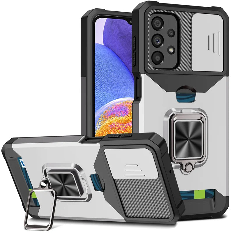 PureGuardCases Armor Ring Case with Card Holder for Samsung Galaxy