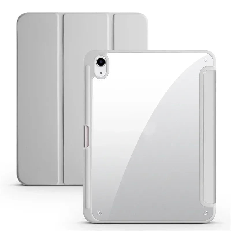 PureGuardCases Clear Back Trifold Case with Pencil Holder for iPad