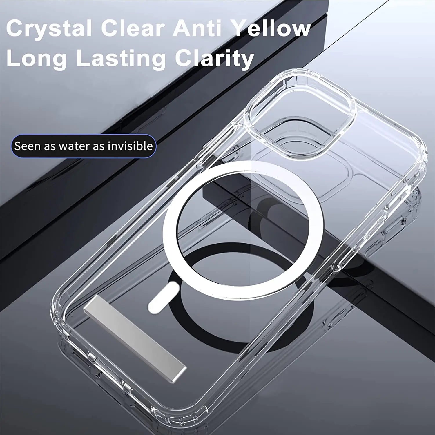 PureGuardCases Clear Magnetic Kickstand iPhone Case – MagSafe Shockproof Cover