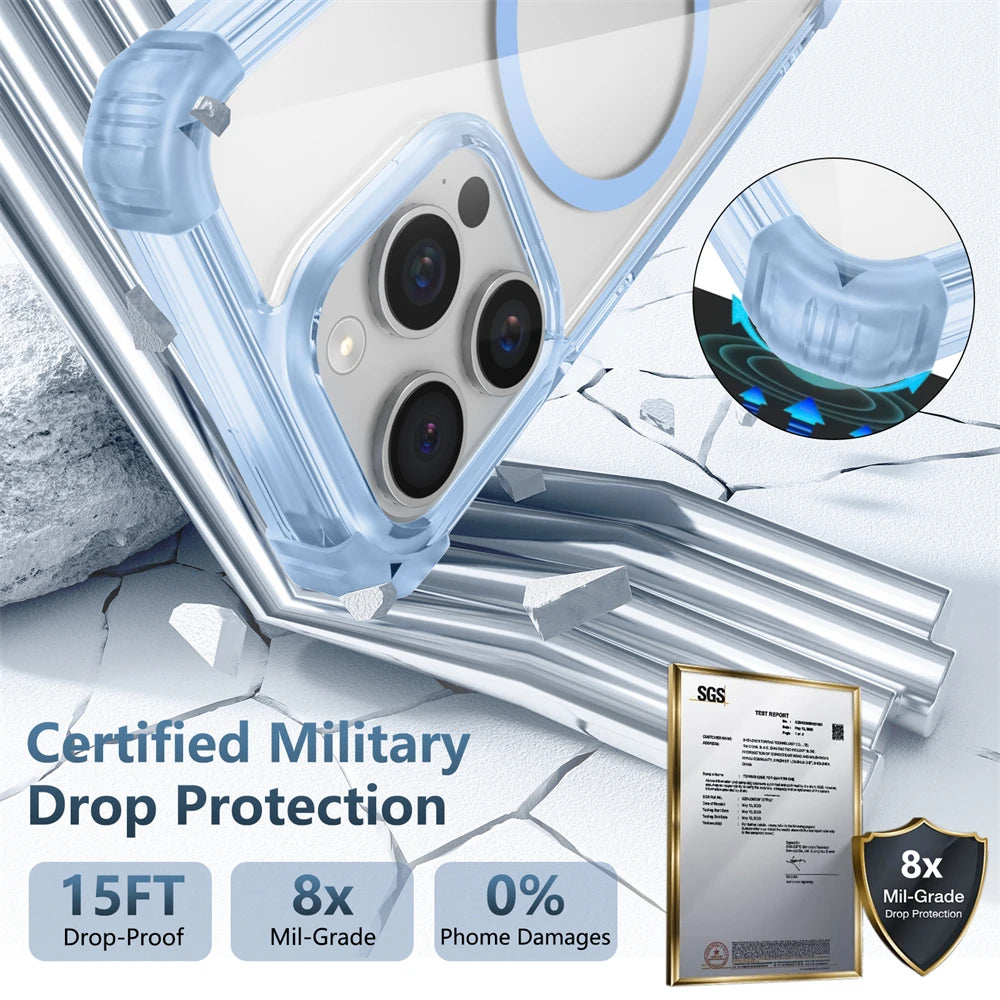 PureGuardCases Luxury Clear Armor iPhone Case – MagSafe Shockproof Magnetic Cover