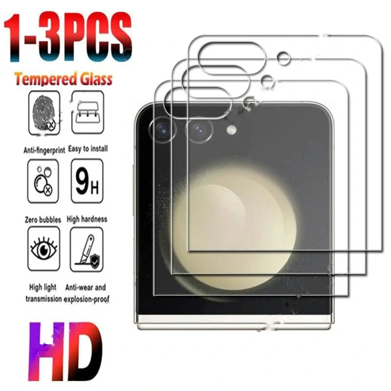 1 to 3 tempered glass outer cover screen protectors for Galaxy Z Flip with feature icons