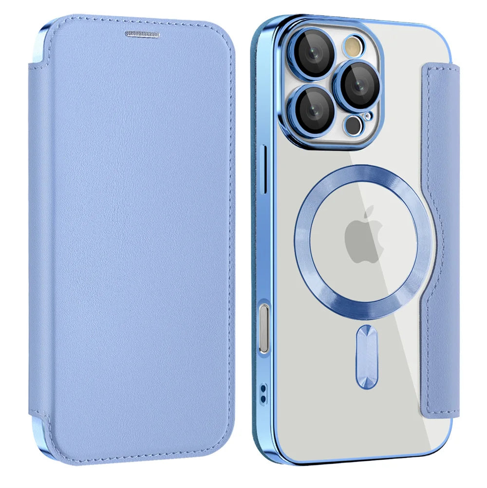 Clear Flip MagSafe Case iPhone 11-18, front & back