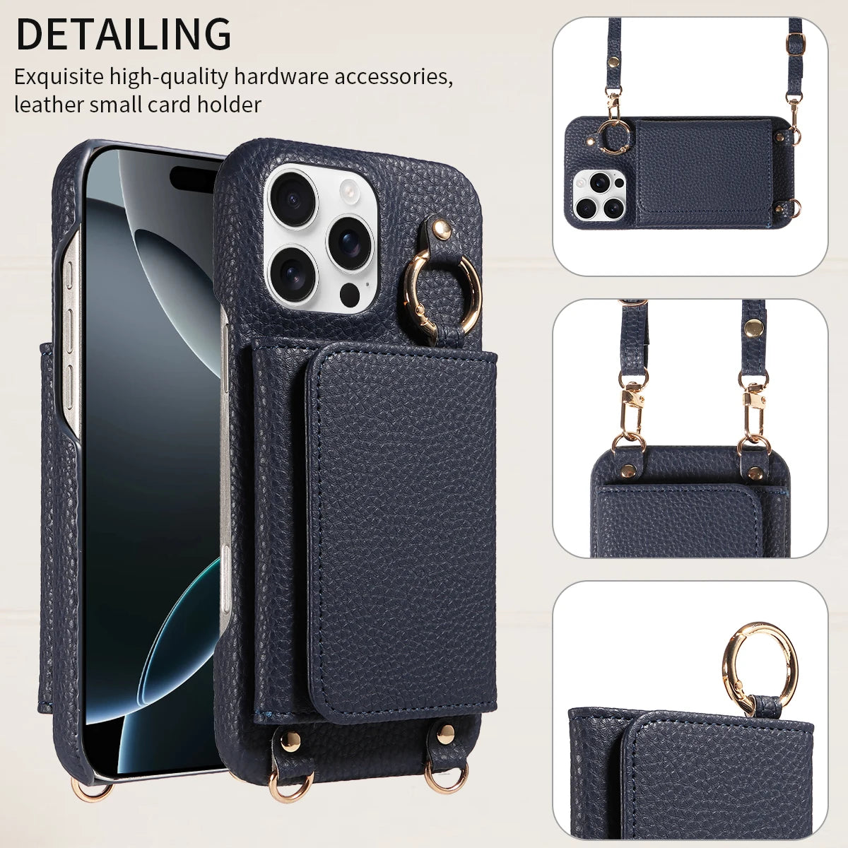 PureGuardCases PU Leather Crossbody Wallet iPhone Case – MagSafe Magnetic Card Holder Cover
