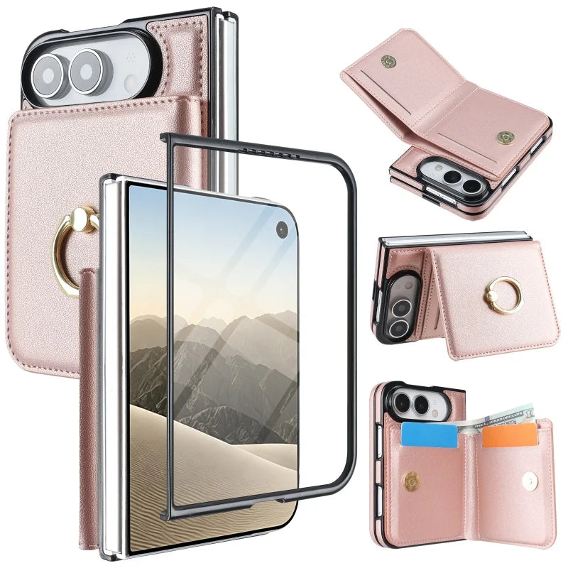 Ring Grip Leather Wallet Case for iPhone Duo, Glass Film - Product View 7