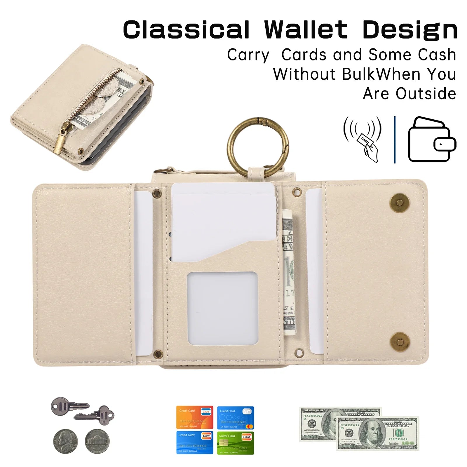 PureGuardCases Crossbody Soft Leather Wallet Case for Samsung Galaxy Z Flip