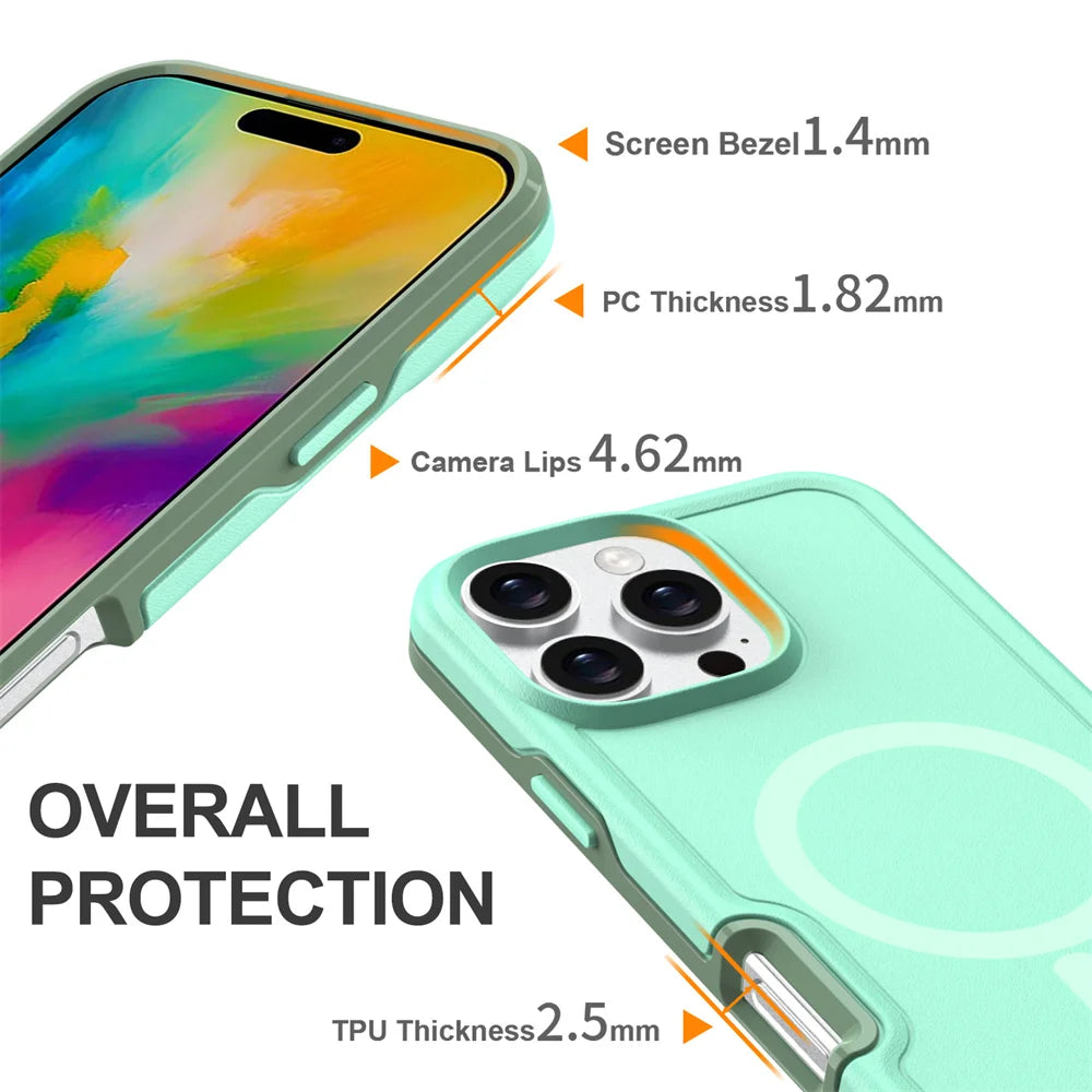 PureGuardCases Dual Layer Armor iPhone Case – MagSafe Shockproof Matte Cover