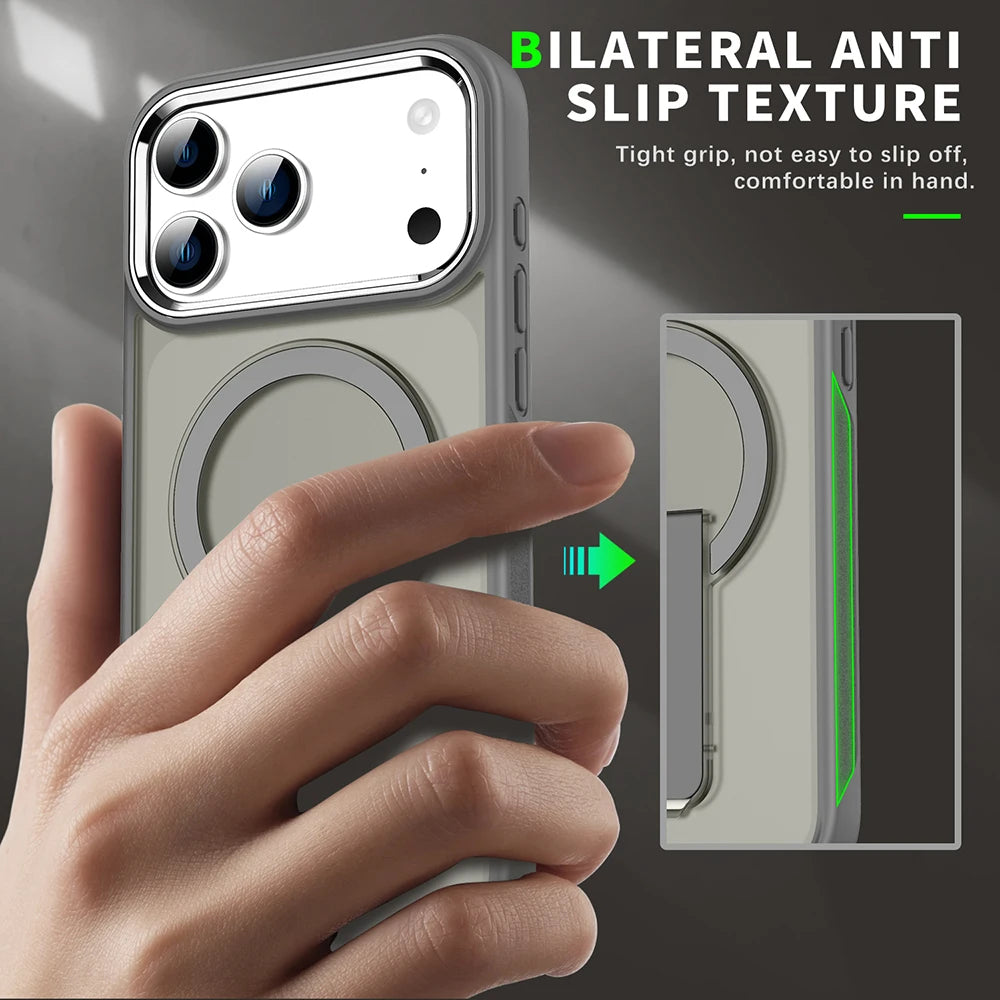 PureGuardCases Luxury MagSafe Stand iPhone Case – Matte Shockproof Cover