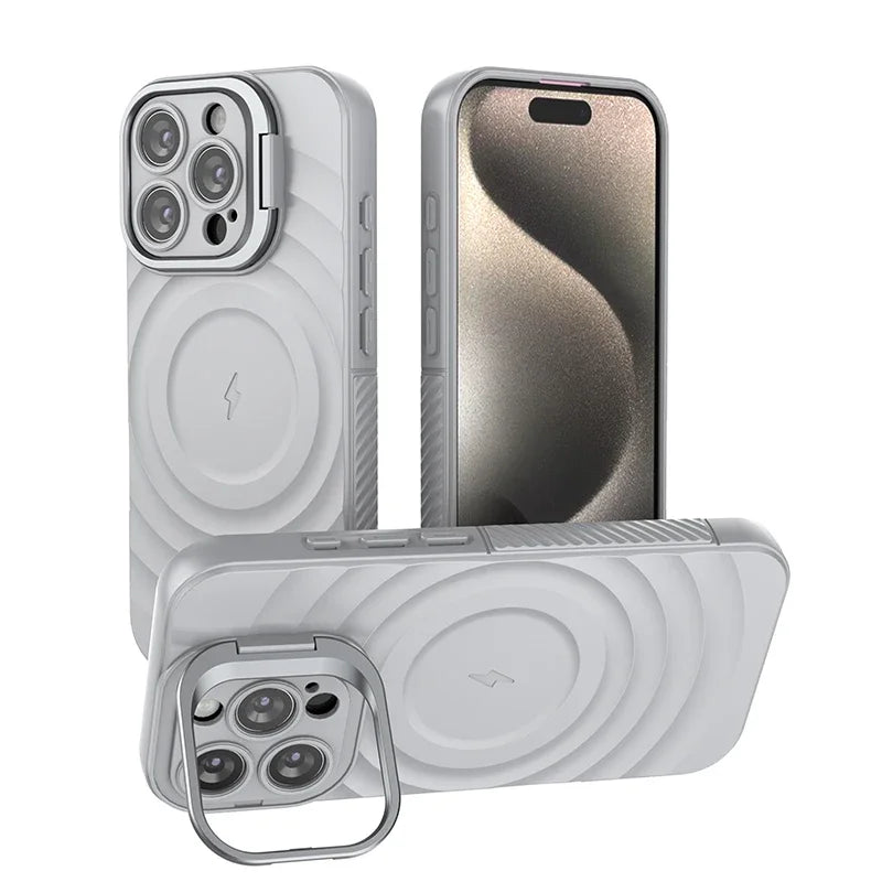 PureGuardCases Ripple Matte Armor iPhone Case – MagSafe Camera Stand Protective Cover