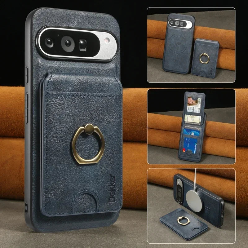 PureGuardCases 2-in-1 Detachable Leather Wallet Case for Google Pixel