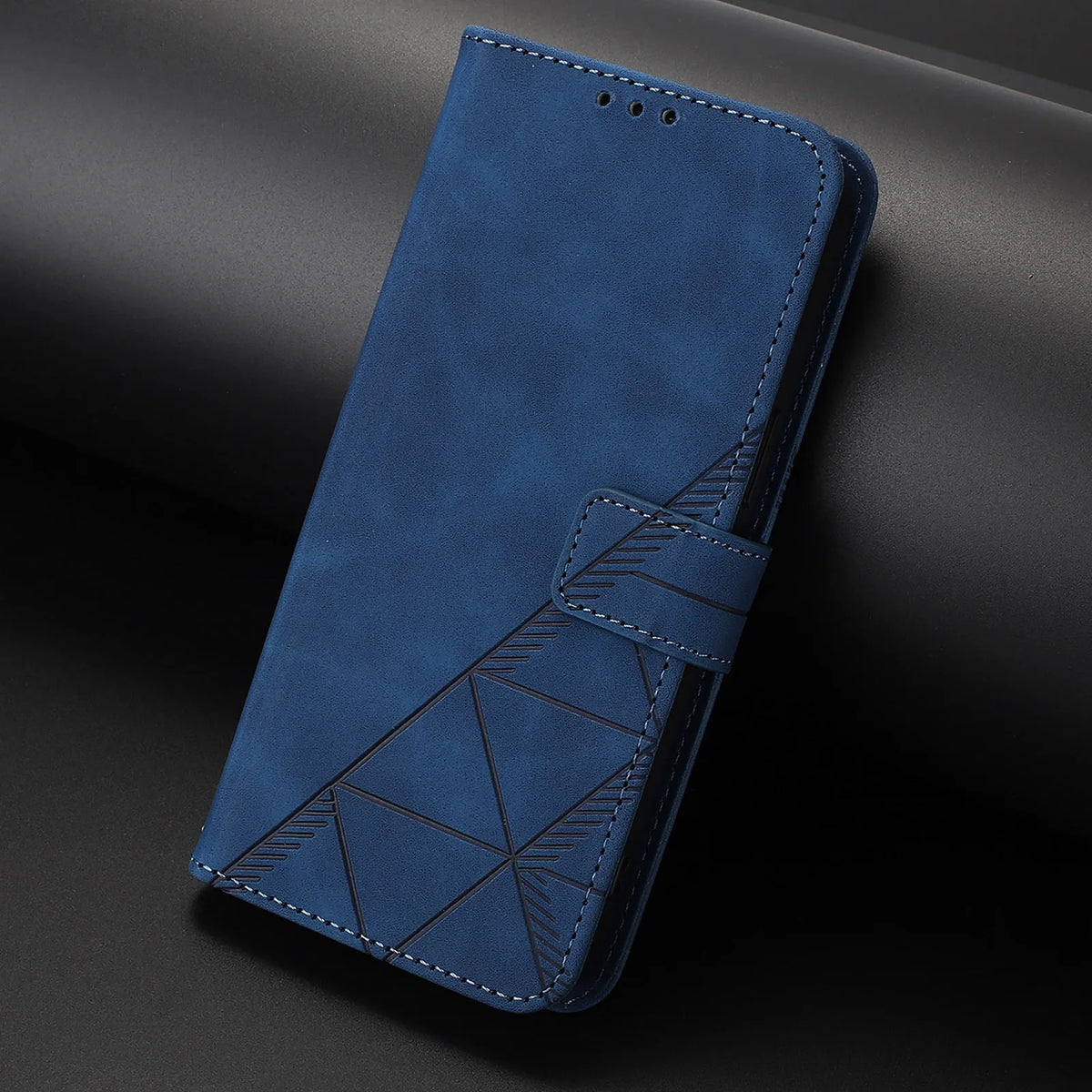 Geometric Embossed Magnetic Flip Wallet Case for Samsung Galaxy A51 5G, A20 & A Series - Navy Blue - image 11