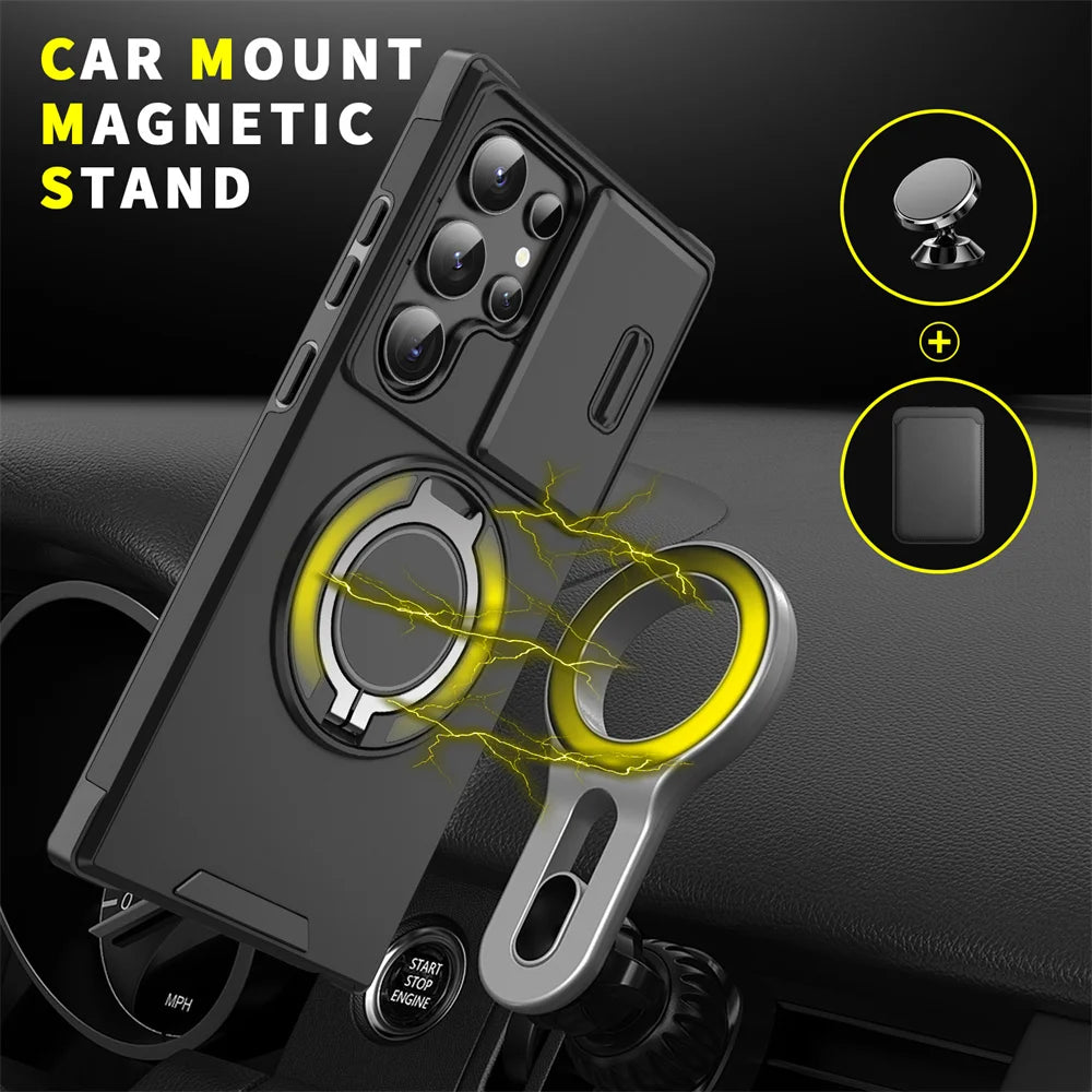 Slide Camera Cover Ring Stand Case for Samsung Galaxy S & A - Product View 2