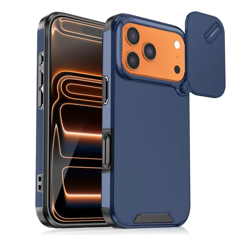 Slide Camera Rugged Case iPhone 11-18, Blue