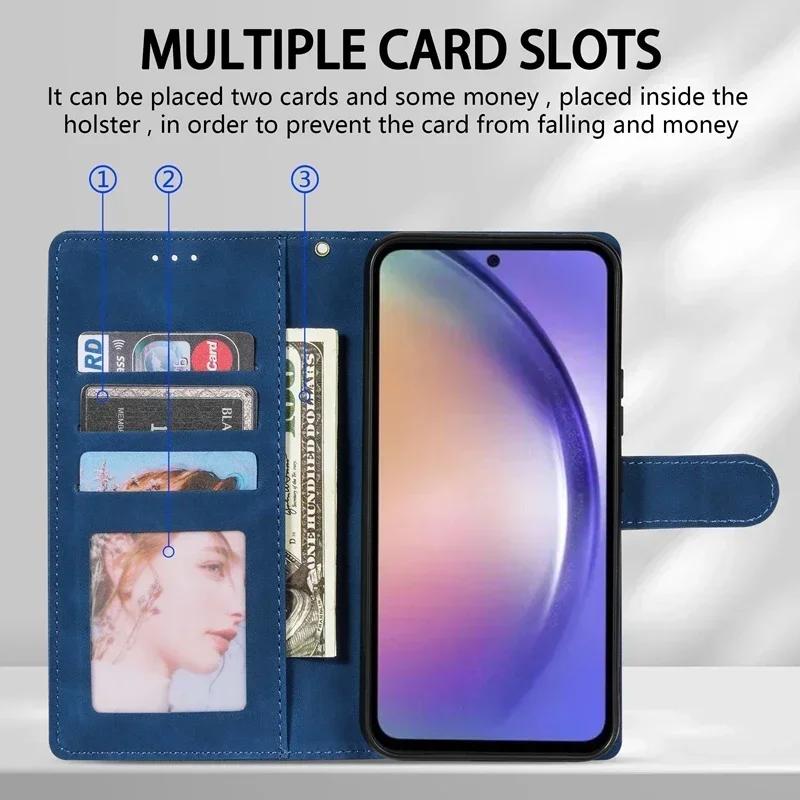Interior card slots, clear ID window and cash compartment inside the Samsung Galaxy Note leather wallet case