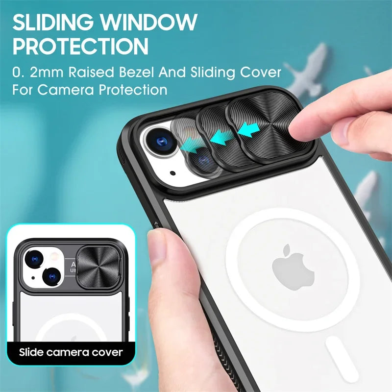 PureGuardCases Slide Camera Lens Acrylic iPhone Case – MagSafe Magnetic Cover