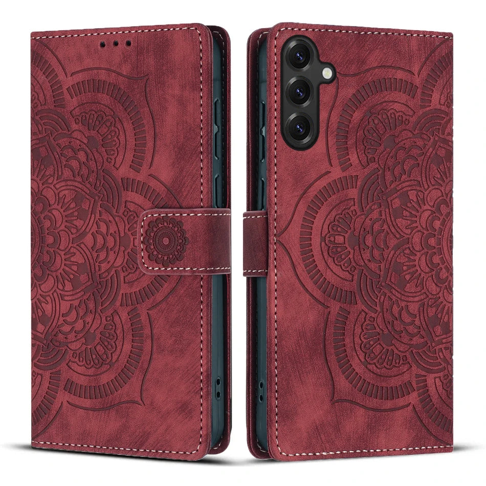 Mandala Wallet Case Galaxy S20-S26, Red
