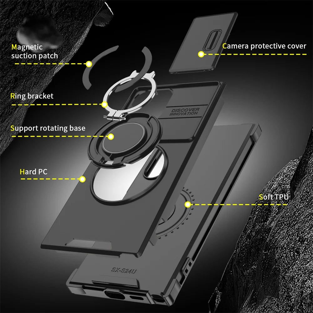 Slide Camera Cover Ring Stand Case for Samsung Galaxy S & A - Product View 5