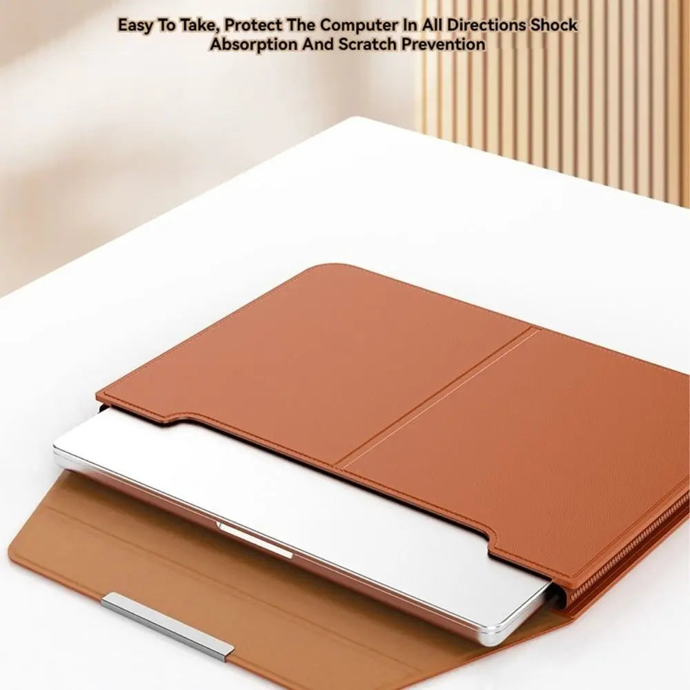 PureGuardCases Leather Laptop Sleeve with Stand for MacBook & Laptops