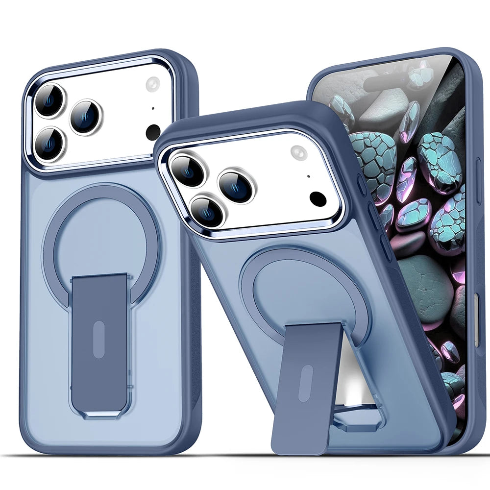 PureGuardCases Luxury MagSafe Stand iPhone Case – Matte Shockproof Cover